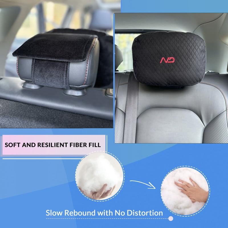 Image of Neodrift 'RearFlex' (Set of 4) | (Color - Black) Car Back Seat Neck Rest Cushion Ergonomic Neck Support with Premium Fiber Fill, Pain Relief for Neck and Shoulder