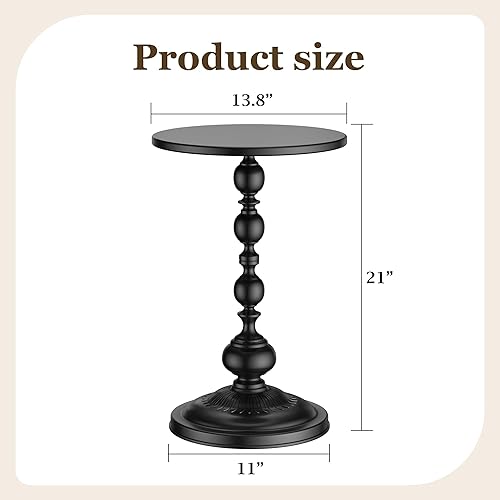 Miniatura 3 de Mesa auxiliar  Pequeña mesa redonda de metal para sala de estar, dormitorio, oficina  Moderna mesa auxiliar con pedestal negro mate para espacios