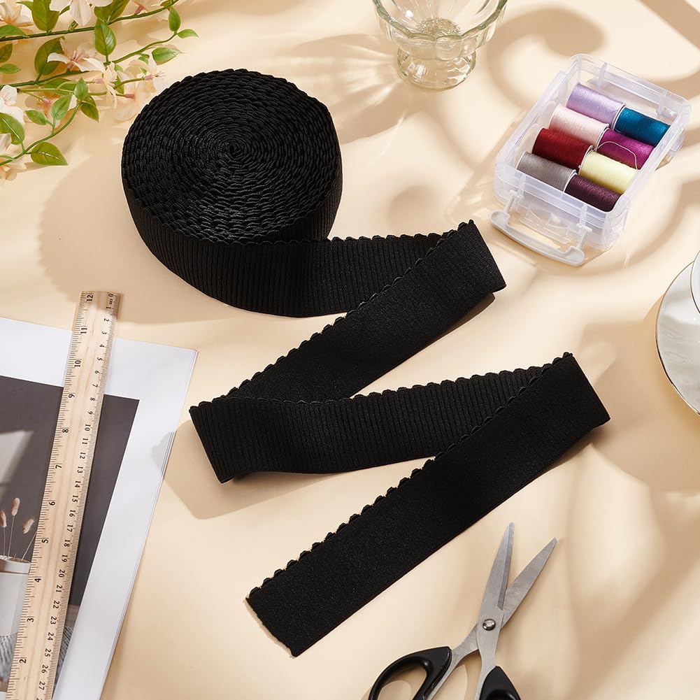 MAYJOYDIY 8.2m×49mm Black Comfortable Elastic Band Wider Elasticity Knitting Elastic Band Plush Strap Elastic Bands Trim Ribbon for Sewing Shoulder Waistband Strap Making - Image 4