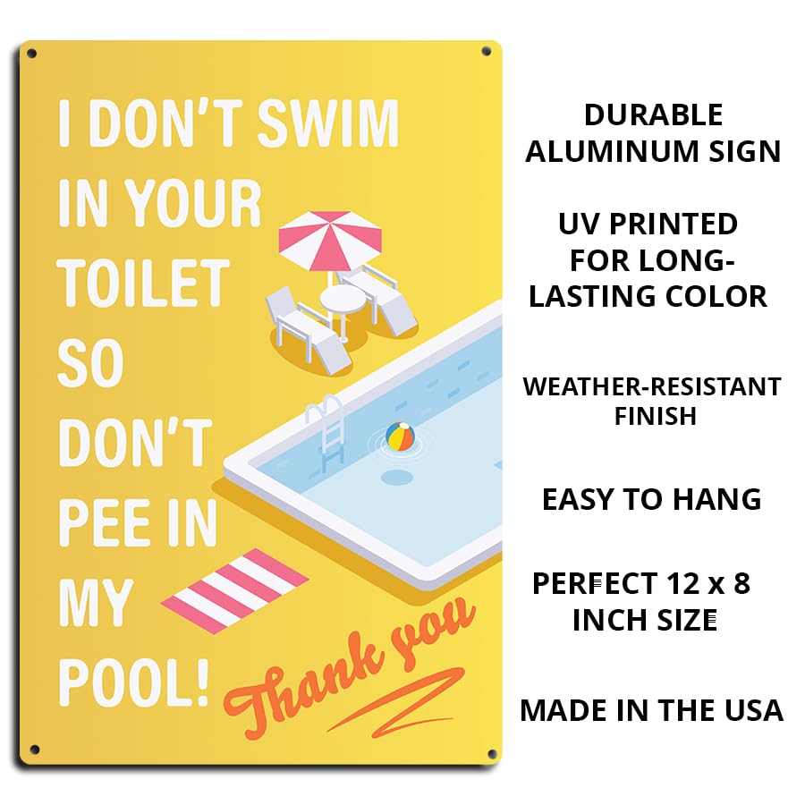Cartel metálico decorativo para piscina 12x8 pulg miniatura 2