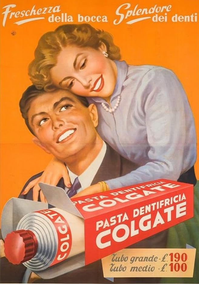 Soulhouse Vintage Colgate Advertisement Poster - Retro Couple Sharing a Bright Smile in Warm Tones Brand | A3 Size | 300 GSM Matte Paper | Without Frame