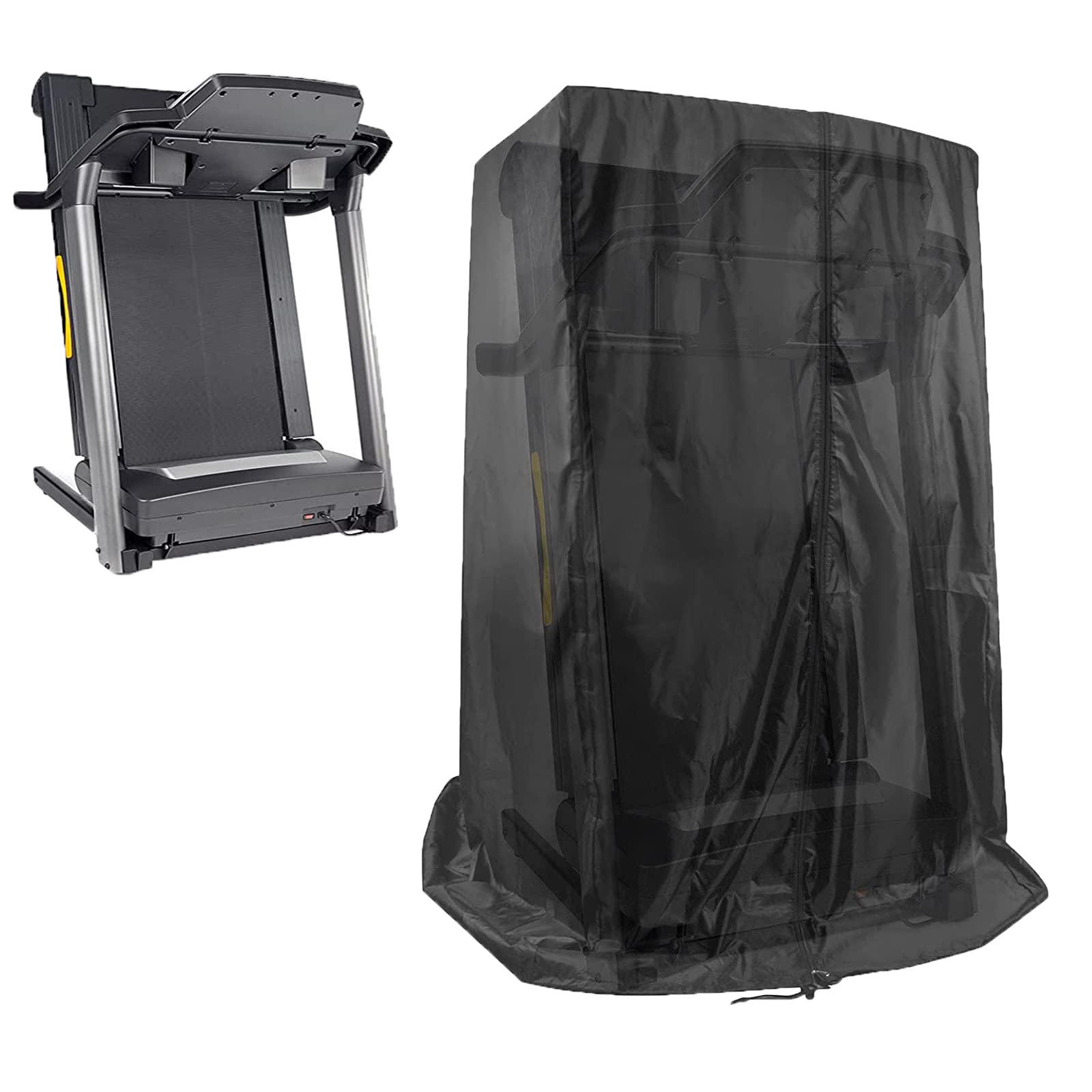 Heavy Black Treadmill Cover, Waterproof Dustproof Cover Treadmill Fold-able Cover for Indoor Outdoor Sunscreen Treadmill Dust Cover with Storage Bag (117x90x181cm 420D)-image-13