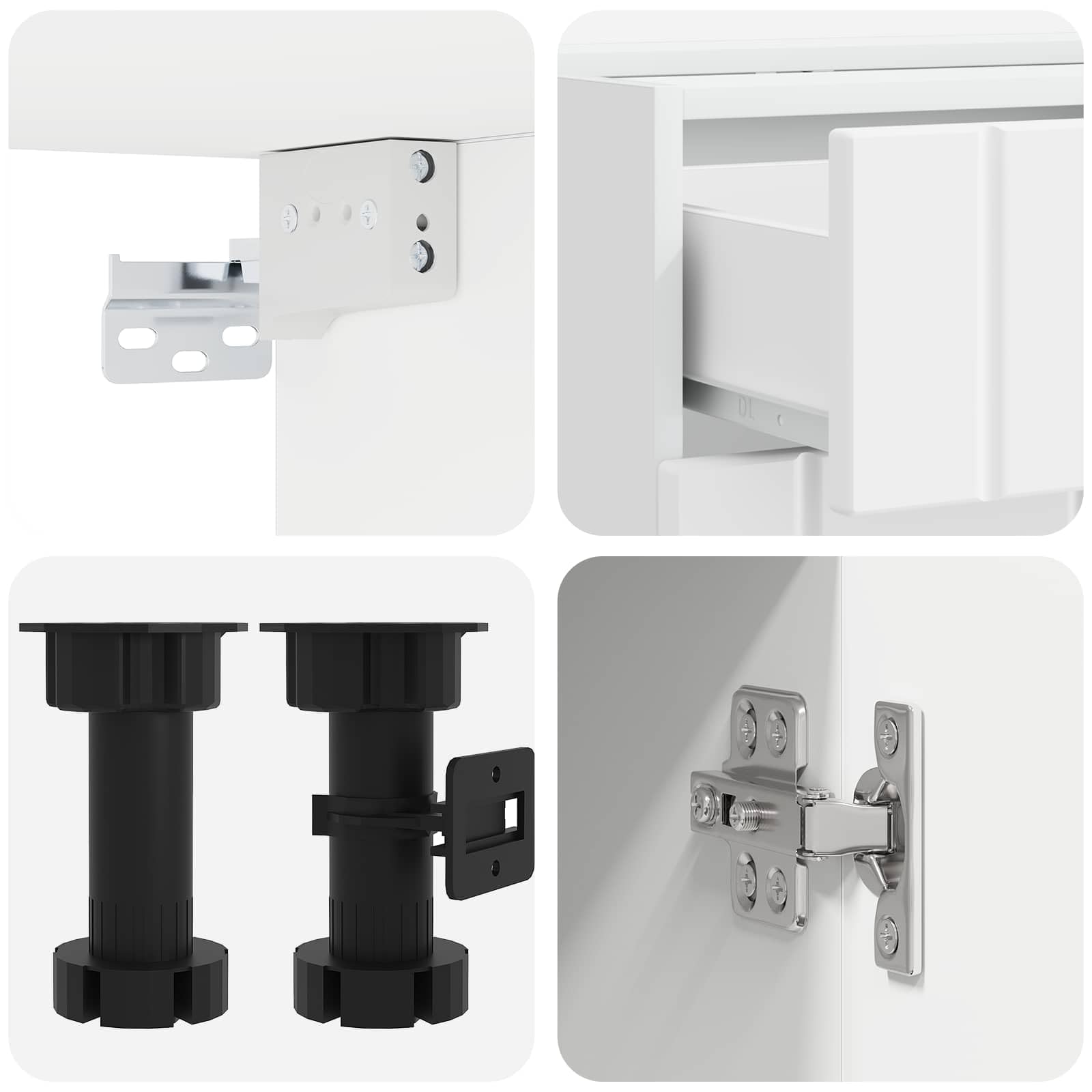 Hothingwell Unité de Cuisine Lucca 4 pc Blanc Bois d'Ingénierie