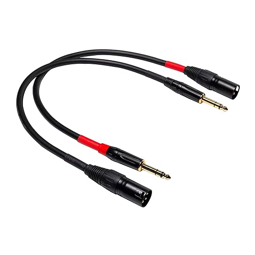 WJSTN -024 XLR a 14 TRS, adaptador estéreo de 0.250in de doble canal de 3 pines XLR macho, cable macho de 14 TRS a XLR (1 pie)