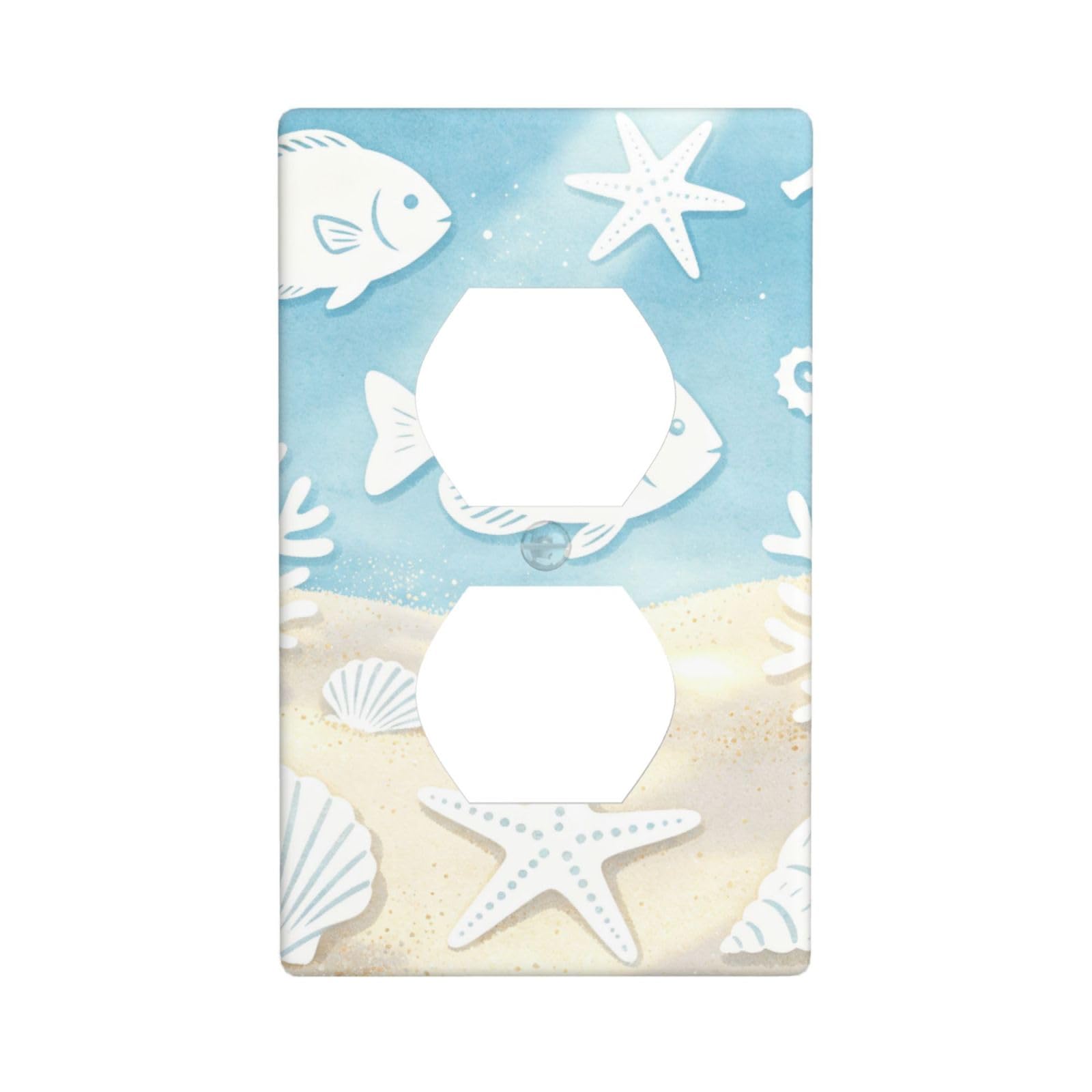 Shell Coral Print Decorative Switch Plate Cover-Unbreakable Polycarbonate Wall Plate for Home Office, 1 Gang with Screws