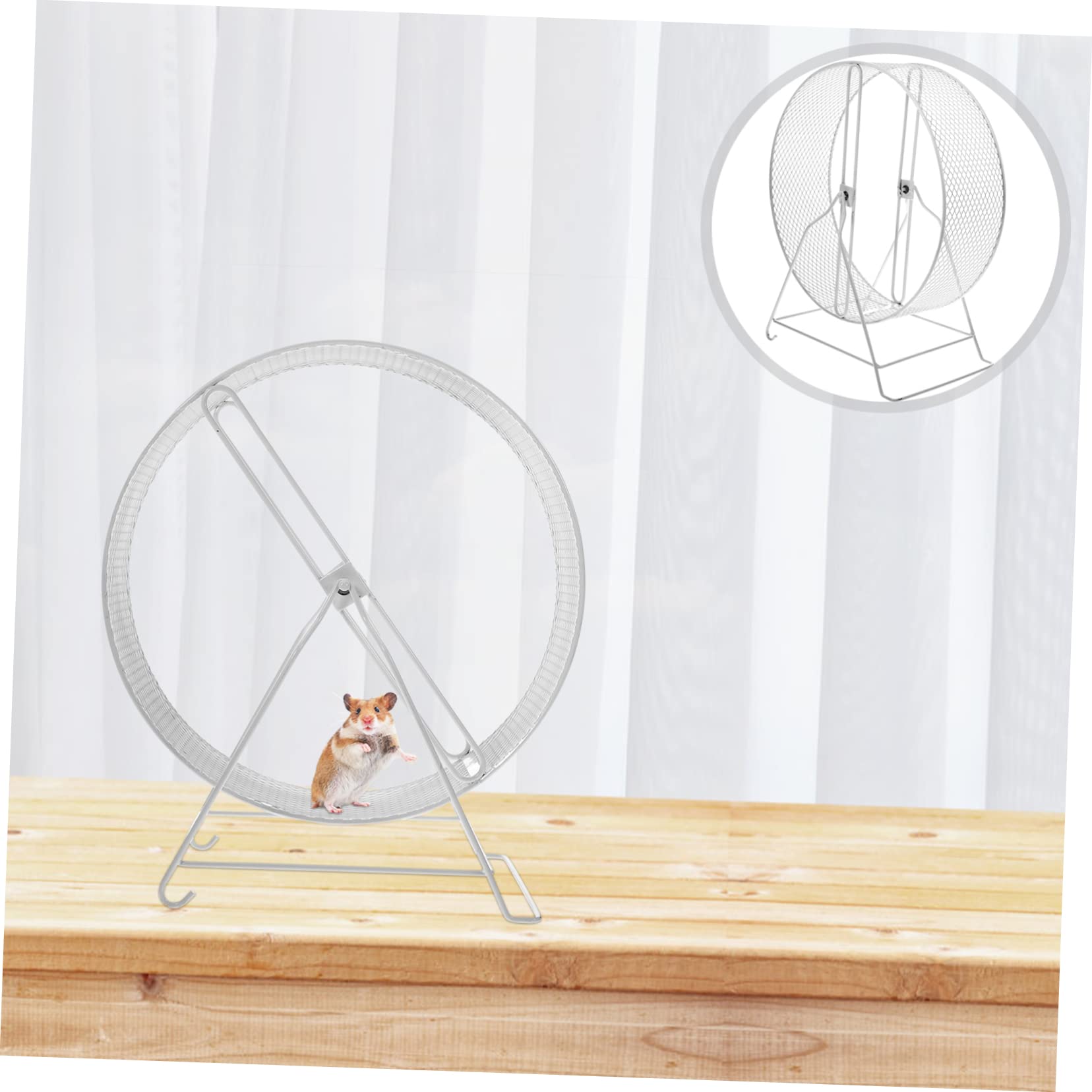 Yardwe Rueda de Ejercicio para Hámster y Erizo, Juguete de Hierro Blanco, Confiable para Correr y Hacer Ejercicio en Casa, Accesorio para Mascotas