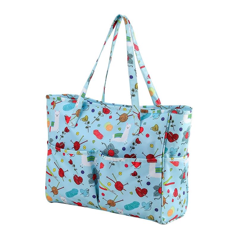 Soulnioi Knitting Bag,Crochet Projects Tote Bag,Knitting Bags and Knitting Organizers,Craft Bags with Compartments for Carrying Unfinished Project