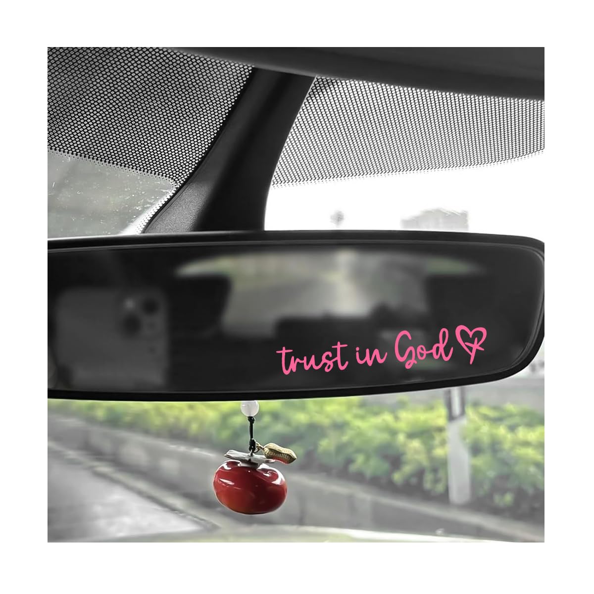 2PCS Trust in God Rearview Mirror Decals Christian Car Sticker Cute Vanity Mirror Decorative Accessories Automotive Waterproof Vinyl