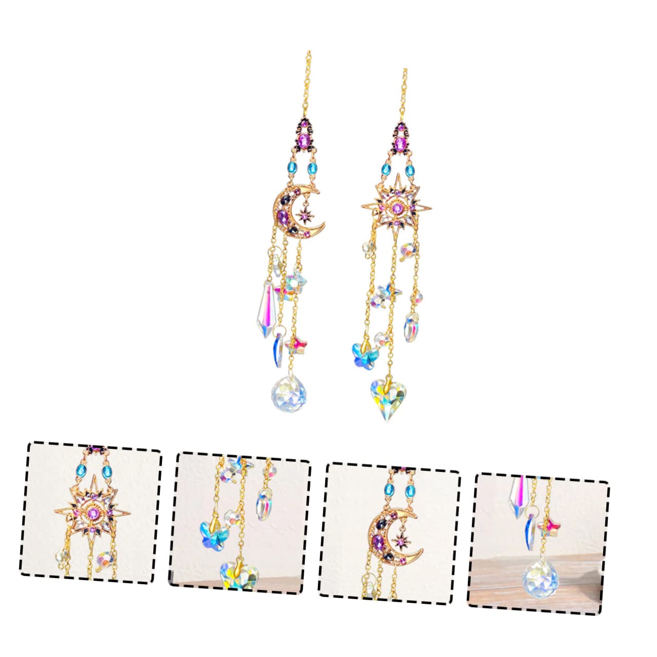 Cabilock 4 Set Di Ornamenti Di Cristallo Per Acchiappasole Decorazioni Per La Casa Pendenti in Cristallo Unico 2 Pezzi * 4