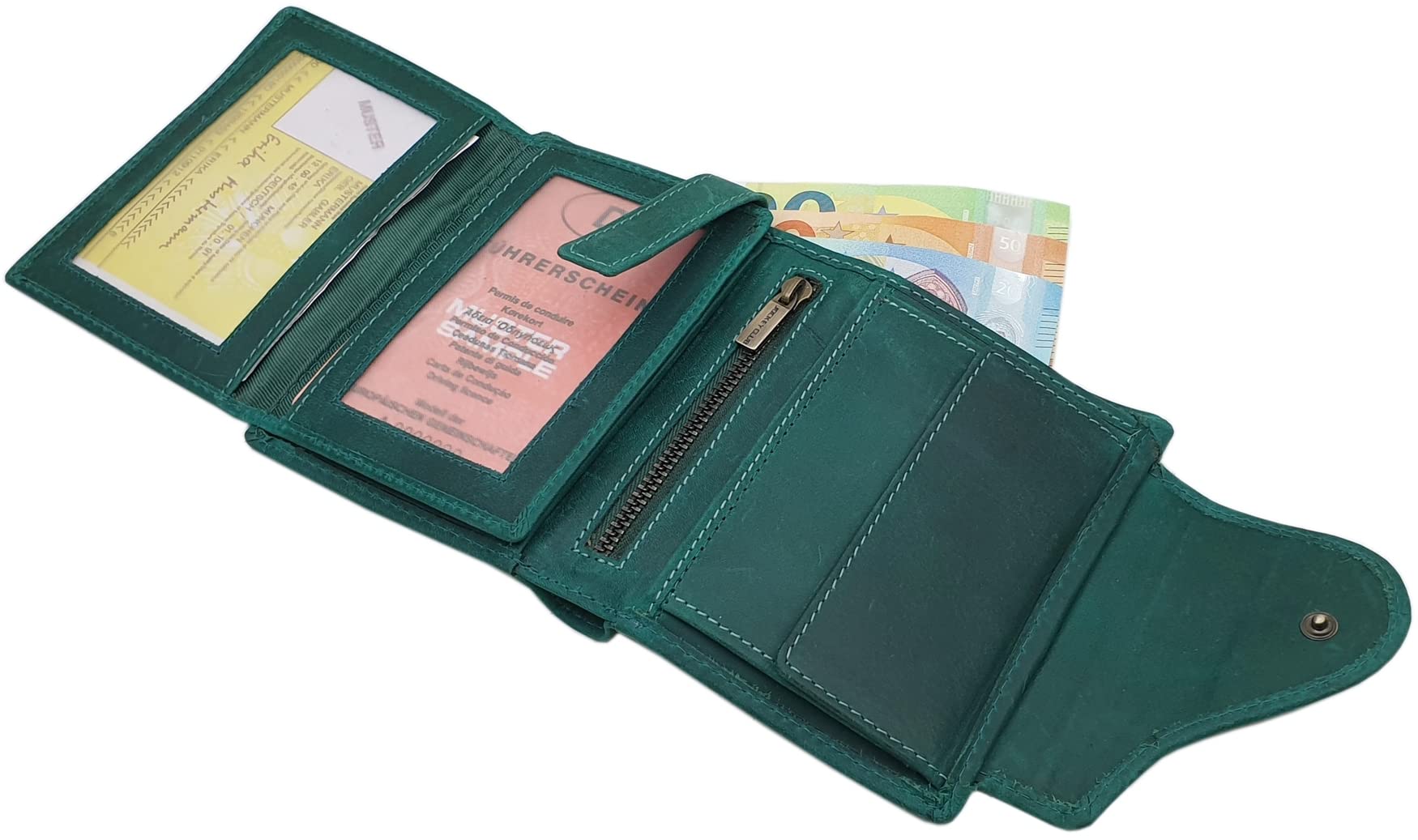 myledershop Cartera de Piel para Dama con Bloqueo RFID y NFC (Petrol)