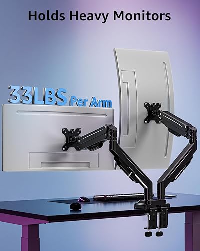Miniatura 3 de MOUNTUP Soporte de monitor doble para pantallas de máximo 43 pulgadas, brazo de monitor ultraancho ajustable, soporte de monitor doble resistente,