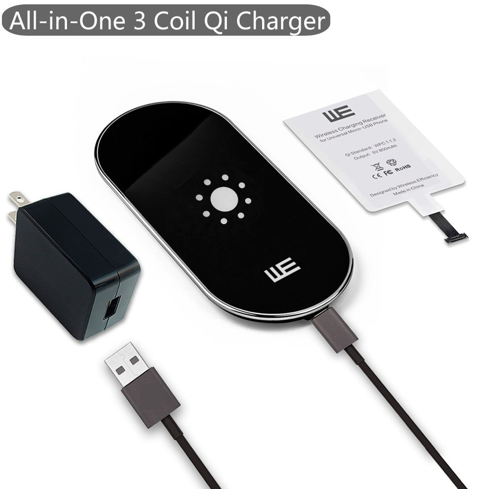 Microsoft Lumia 640 XL 3-Coil Qi Wireless Charger Kit, Wireless Efficiencyxae; Qi Wireless Charging Pad with Receiver for Microsoft Lumia 640 XL LTE Dual SIM Dual SIM 5.7inch [2A Adapter Included]