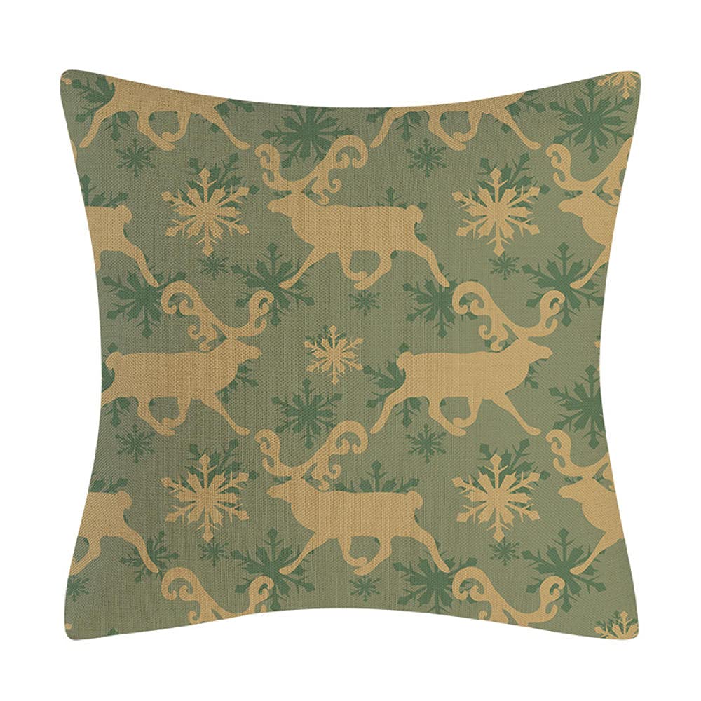 4 Piezas Funda de Almohada 65x65cm Navidad Retro Fundas de Cojín Terciopelo Sencillo y Decorativo para Sofá Camas Dormitorio Coche Lino Cojines Throw Pillow Covers （26x26in）