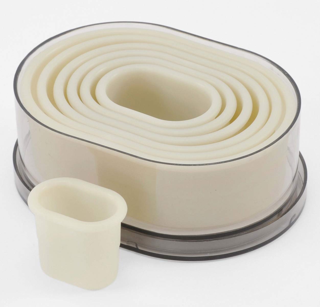 thermohauser Set of 7 Oval and Smooth Nylon Cookie Cutters White Diameter 4.5-12.3 cm