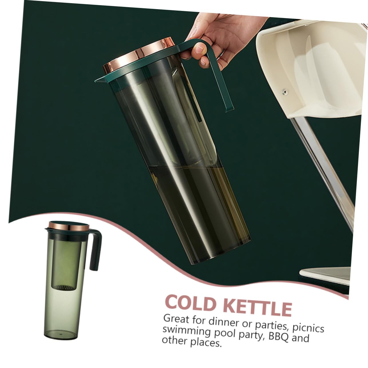 Jarra de Agua Fría con Gran Capacidad Resistente Altas Temperaturas Recipiente Hermético para Bebidas y Té para Fiestas y Reuniones Familiares Color Verde Oscuro