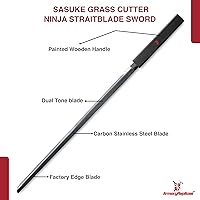 Vista 3 de Espada Ninja de corte de hierba Sasuke fabricada a mano Replica de espada Straitblade coleccionable de acero al carbono