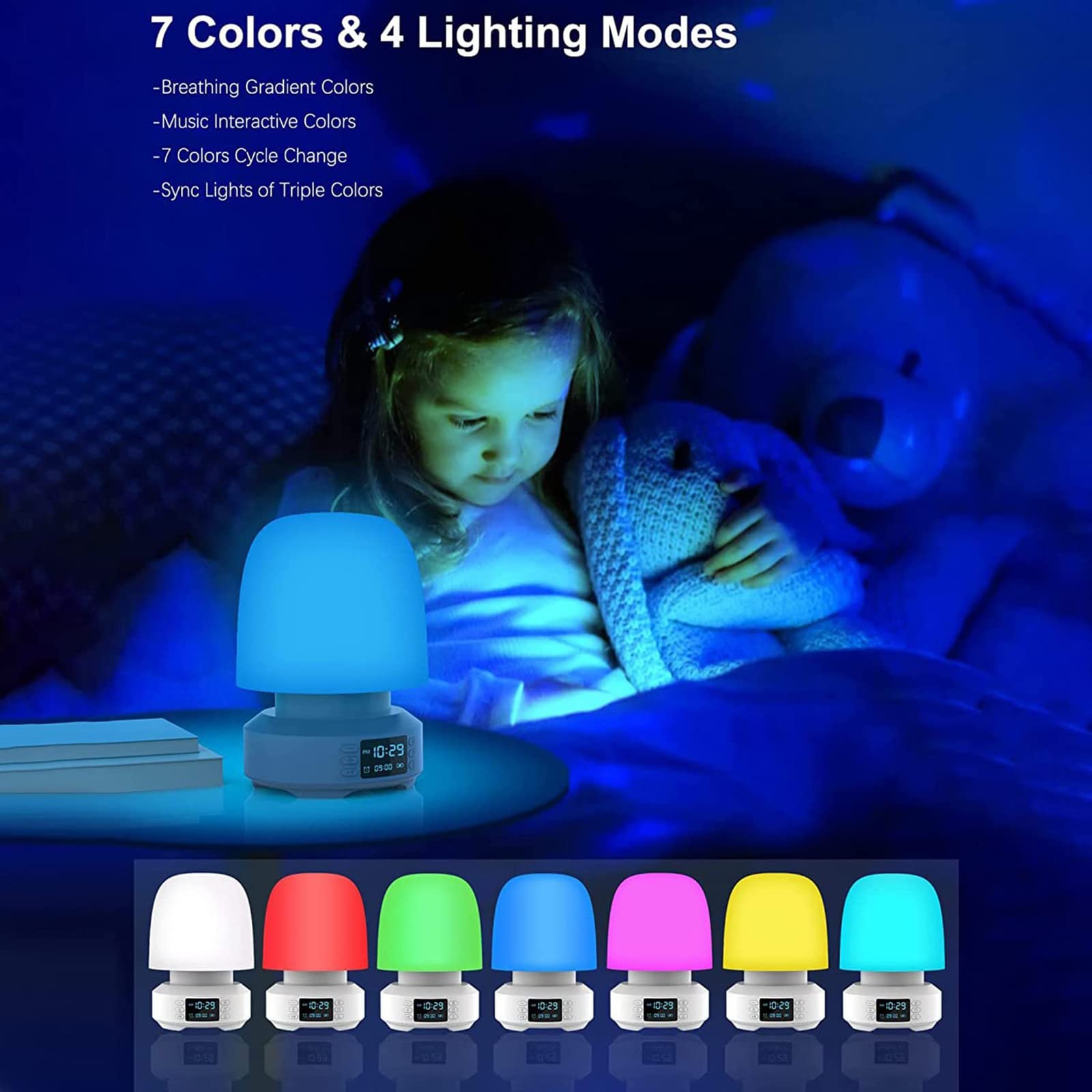 TsoLay Luci Notturne con Altoparlante Bluetooth, Lampade da Comodino a LED con Telecomando, Surround Stereo a 360°, Surround Stereo a 360°, 7 Colori E 4 modalità di Illuminazione, per L'home Office