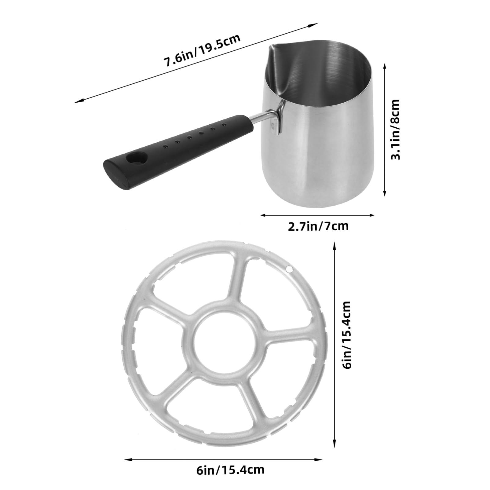 COLLBATH Small Melting Pot Stainless Steel Sauce Wok Long Handle Oil Pot Versatile Stove Use