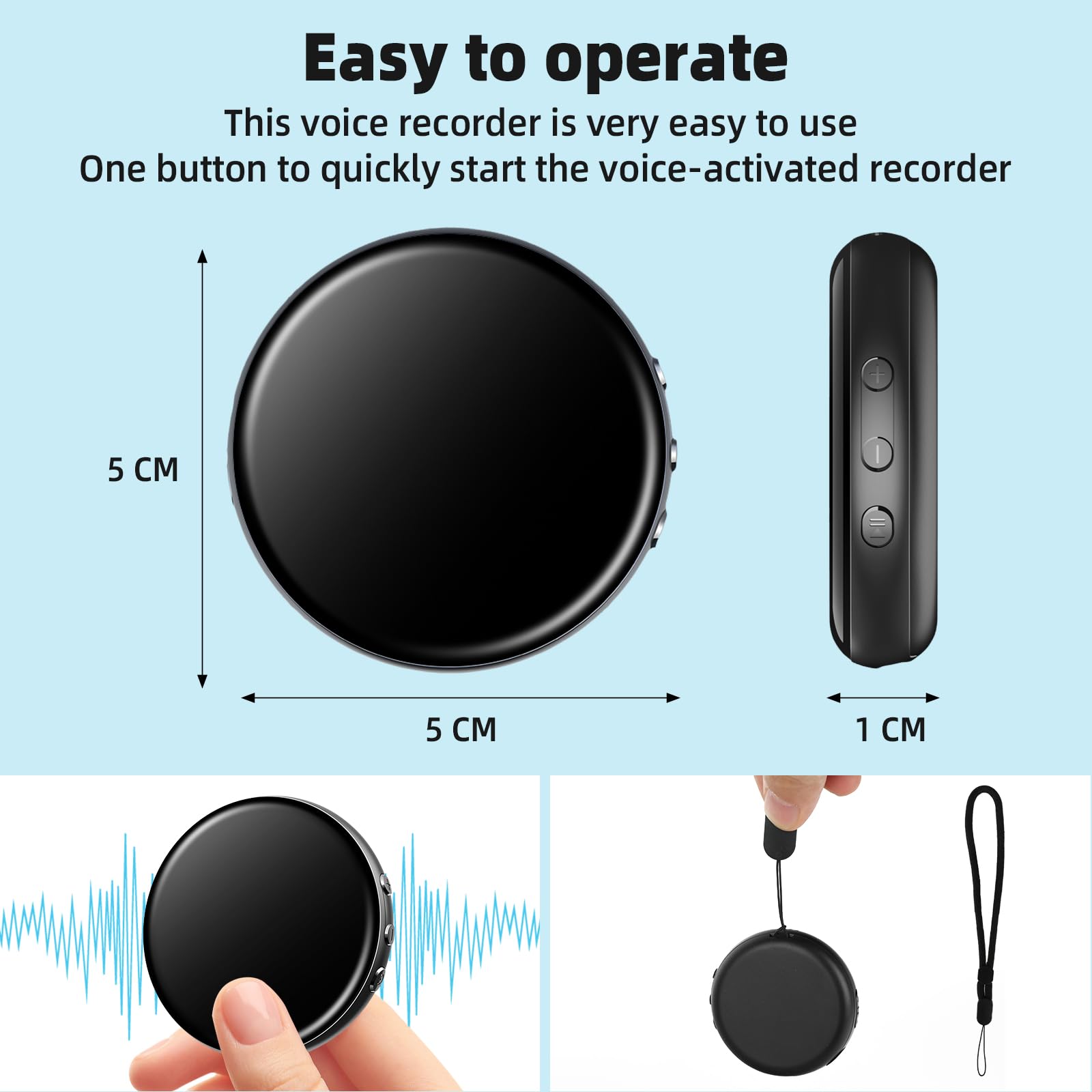 64GB Magnet Voice Recorder mit Spracherkennung und Rauschunterdrückung für Meetings, Interviews, Vorträge und Kurse