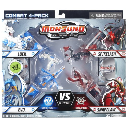 Monsuno Serie 1 - 4 Core Combat Pack with Lock #01, Evo #09, Spikelash #08, Snapclaw #13, 4 Cores and 12 Cards by Monsuno
