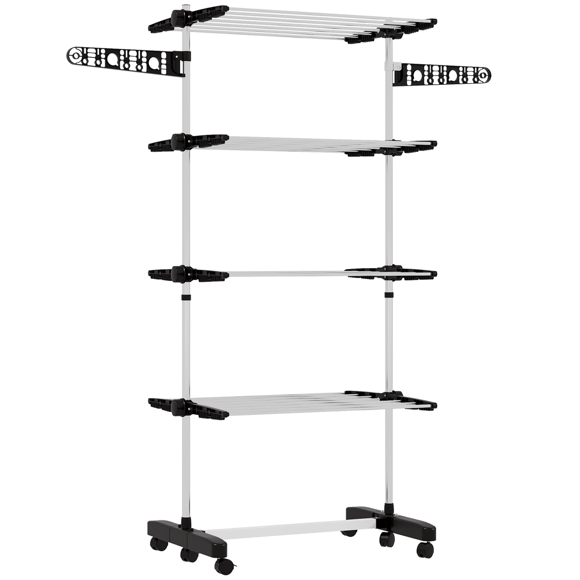 HOMCOM Séchoir à Linge étendoir Pliable Ailes latérales Utilisation intérieure et extérieure 142 x 55 x 172 cm 4 Niveaux Noir