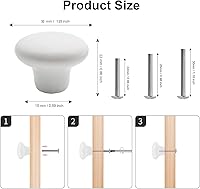 Vista 2 de 4X White Door Knob Cabinet Retro Round Ceramic Drawer Cupboard Kitchen Dresser Pull Handle Knobs 32mm/1.25" with 3-Sized Screws