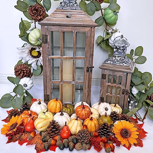 image for Winlyn 60 Pcs Assorted Small Artificial Pumpkins and Gourds with Acorn