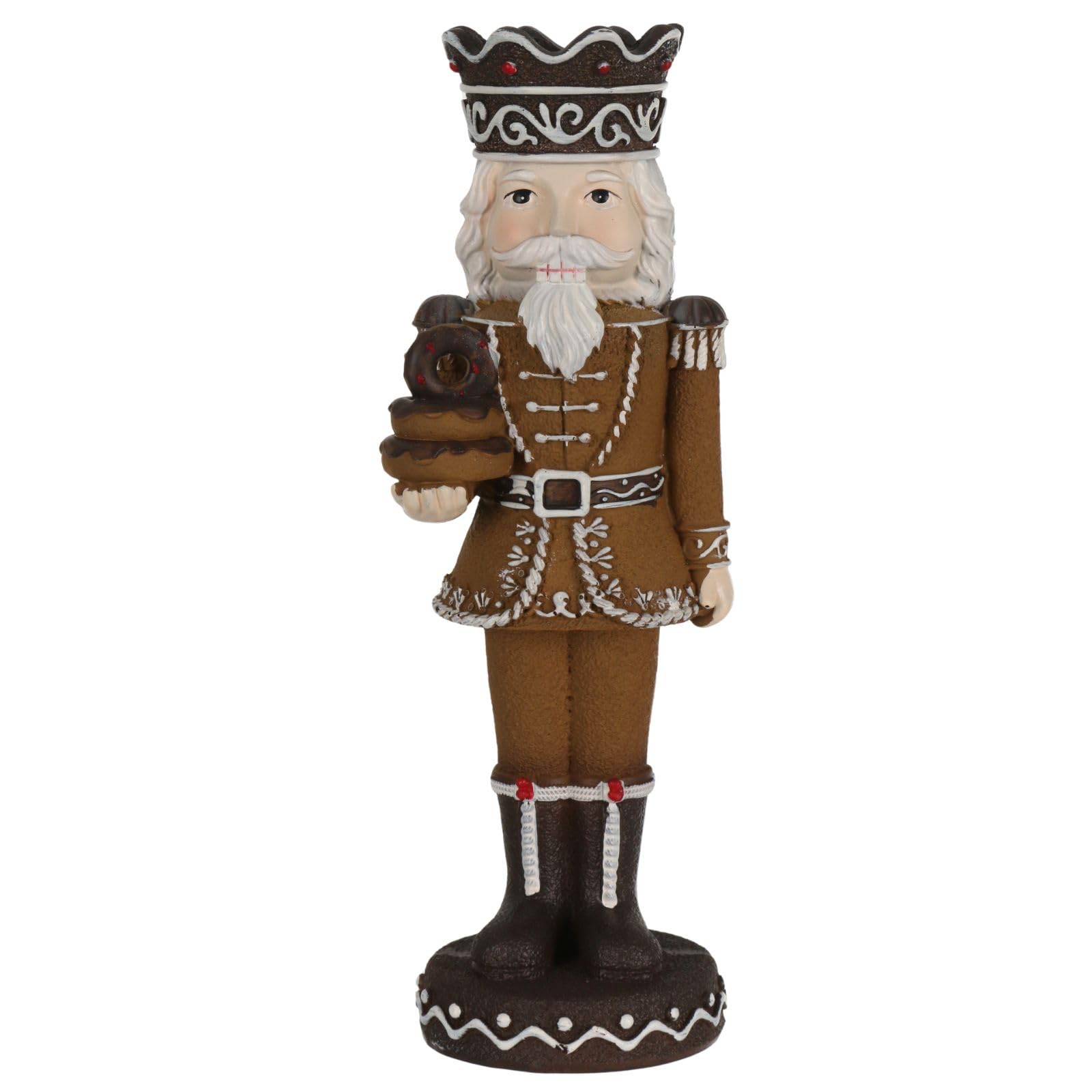 Mr Crimbo Multicolor Gingerbread Nutcracker Candlestick With Doughnuts – 25Cm Christmas Candle Holder For Tapered Candle, Festive Polyresin Soldier With Icing Detail For Dinner Table Or Mantel