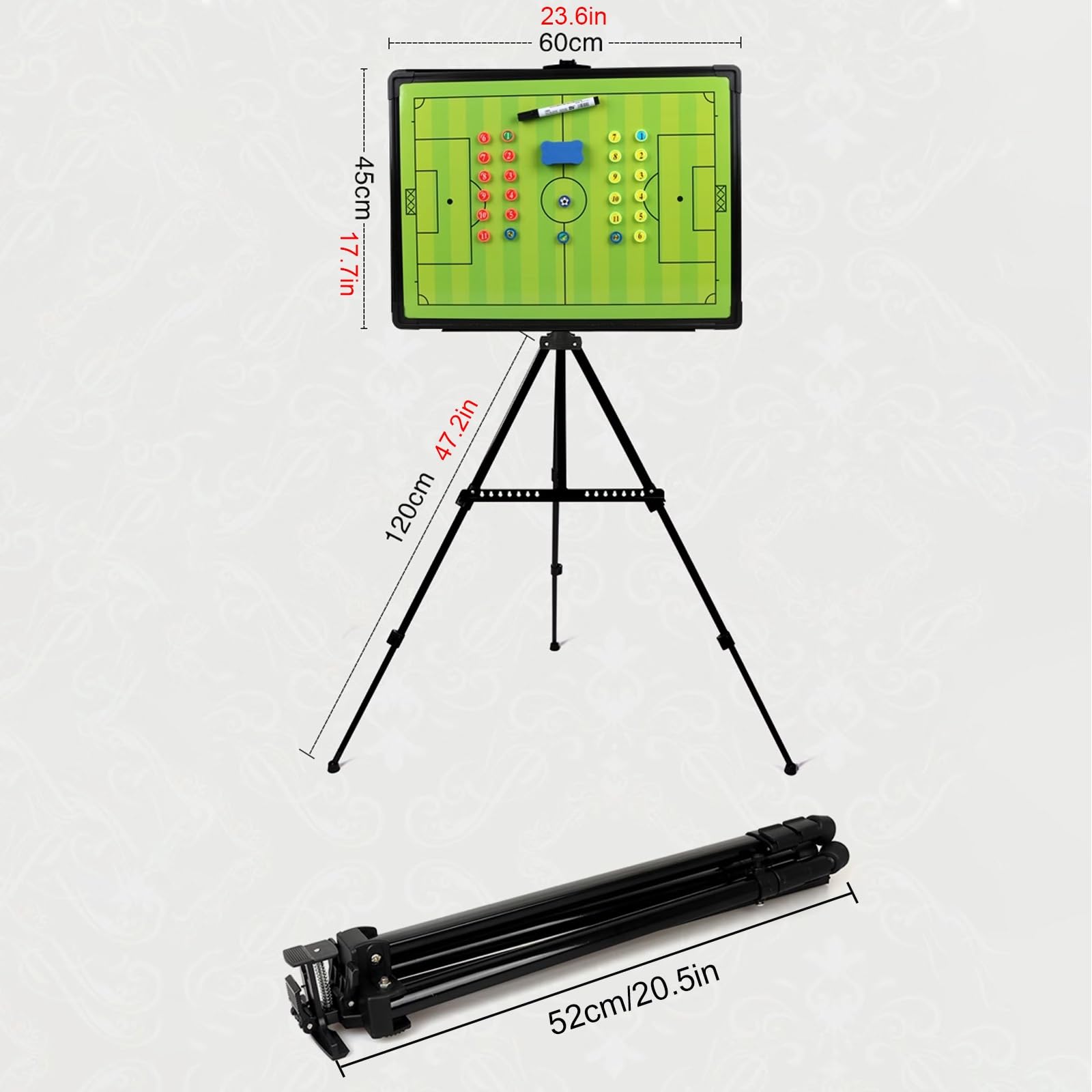 Pizarra Tactica Entrenador Futbol, Pizarra Magnetica Futbol con Soporte, Piezas De Ajedrez, Rotulador, Borrador Y Bolsa de Almacenamiento, Adecuado para Competición Y Entrenamiento