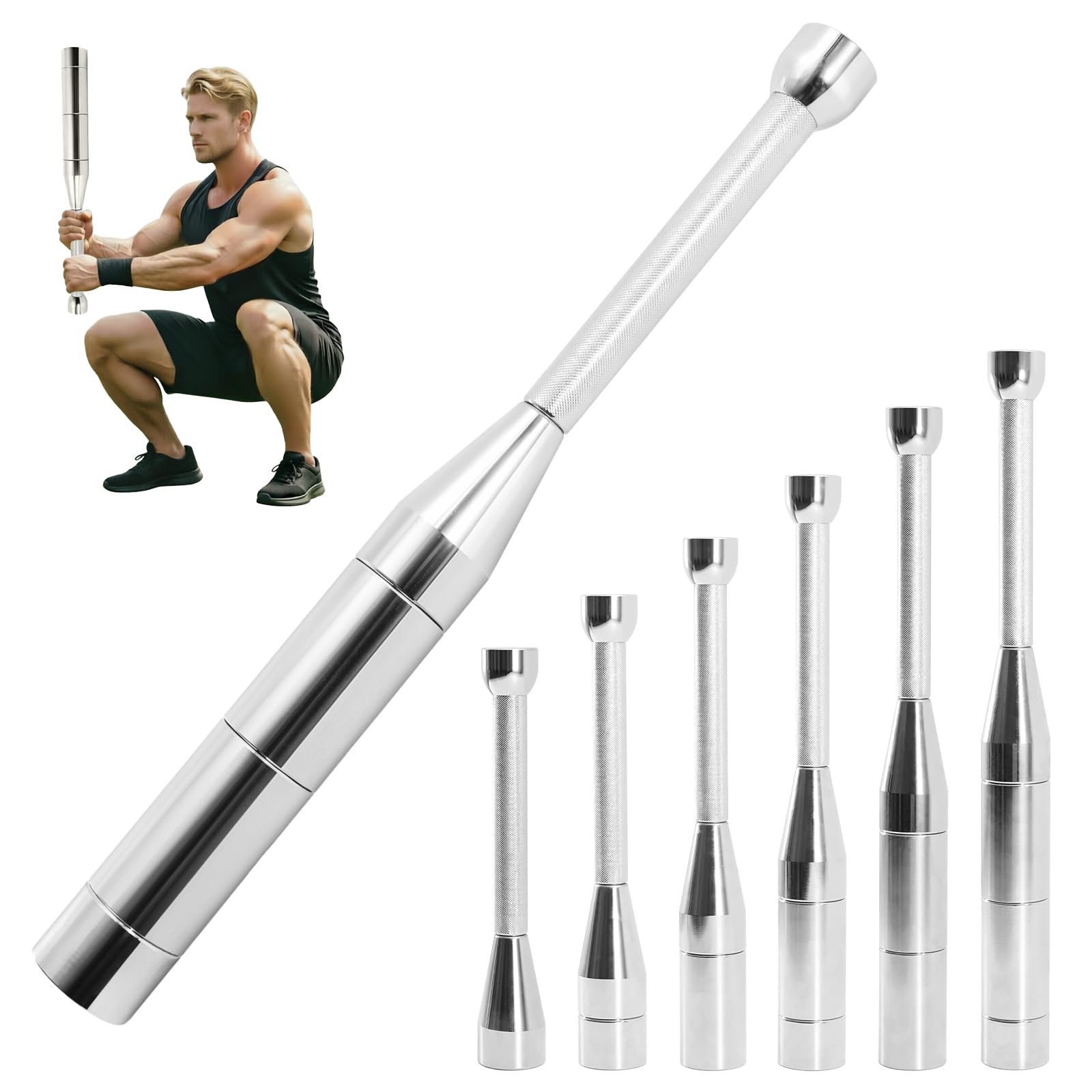 Kettlebell 3-8 kg, Mazza regolabile 6 in 1 in acciaio, Indian Clubbell, peso per allenamento con la forza, allenamento delle spalle, rinforzo dell'impugnatura e allenamento completo