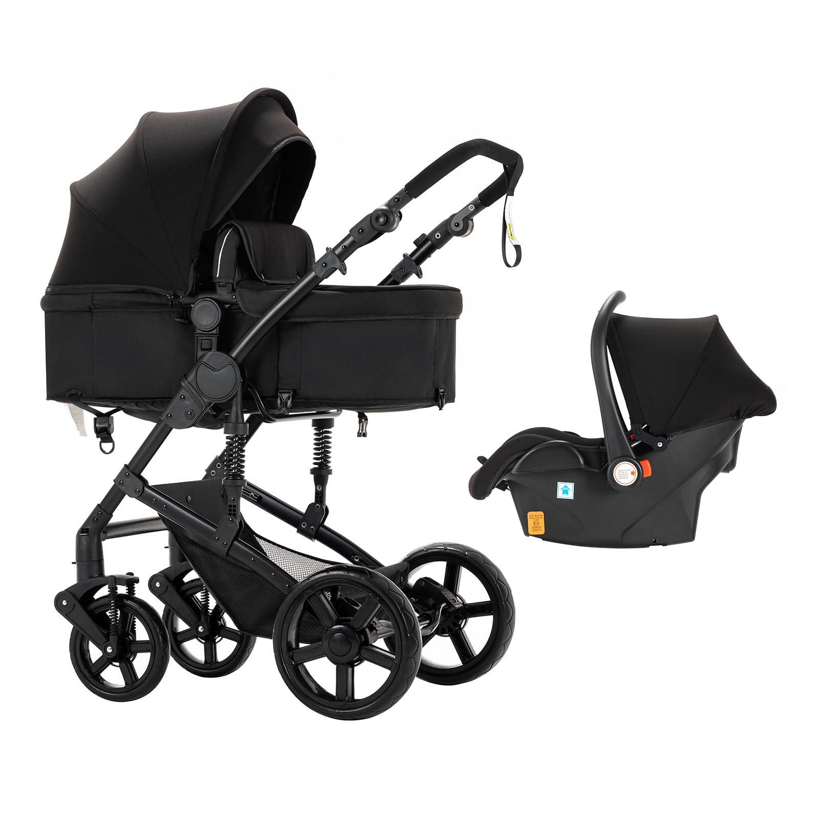Magic ZC Poussette 3 en 1 Pliable en Un Clic, Trio avec Siège Réversible Bidirectionnelle - Noir