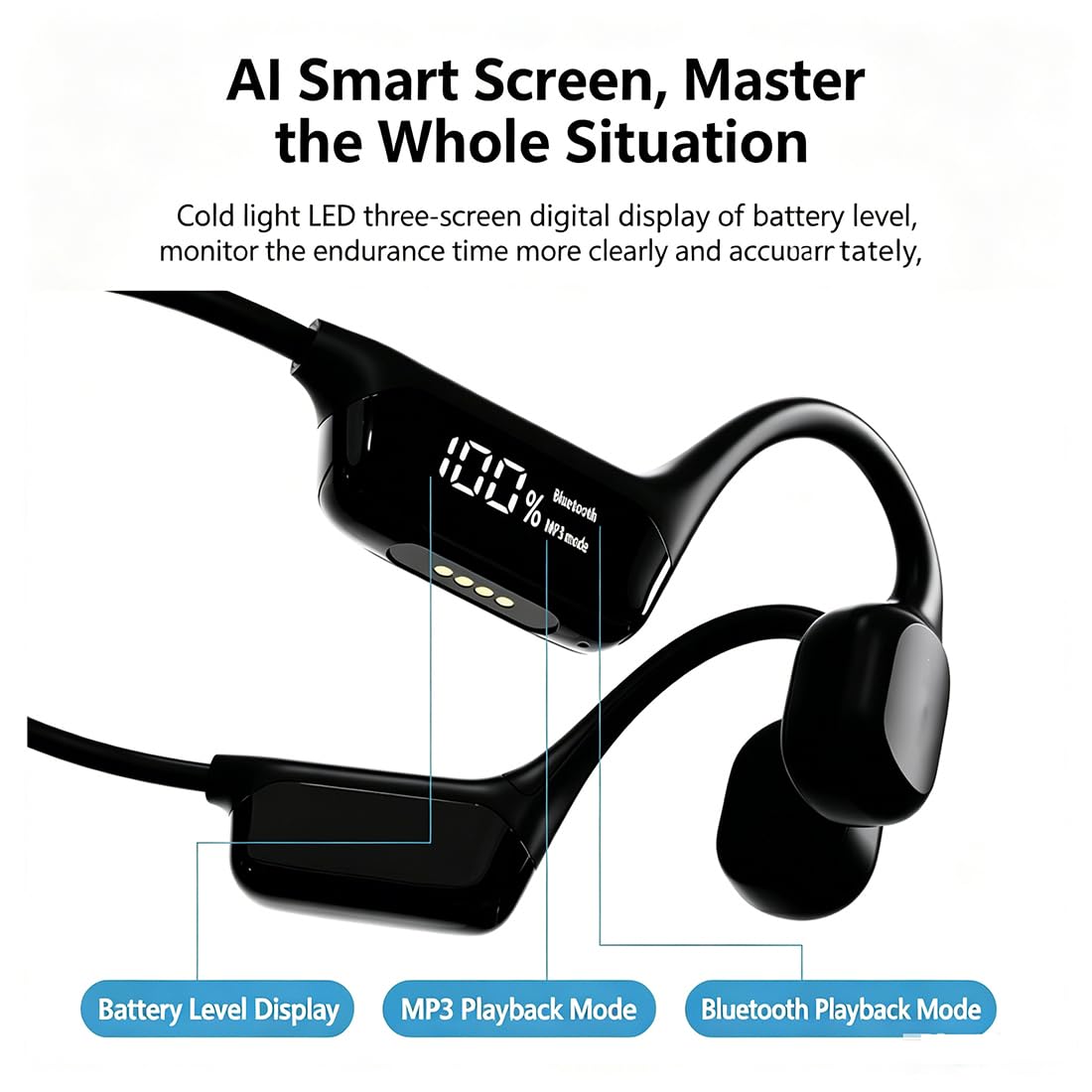 Sekoda Auriculares De Conducción Ósea, Resistentes Al Agua IPX8 (Beige)