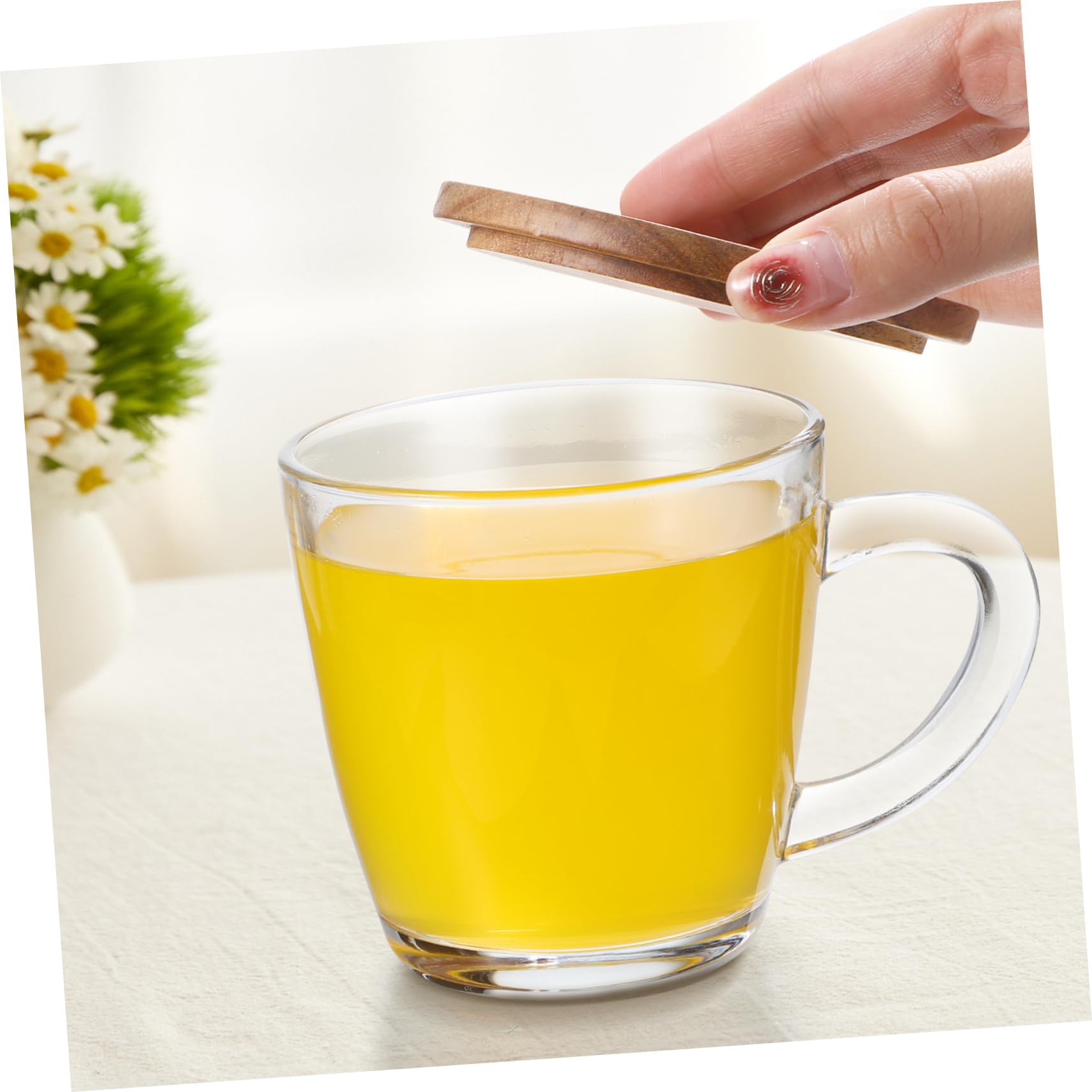 OSALADI 5 Series Gorro Cerveza Plástico Cubretodo Tapas De La Cubierta De La Taza Térmico Tazas Con Tapas Cubiertas De Taza Resistentes Al Calor Tapas De Tazas Redondas Madera 4 Piezas X 5