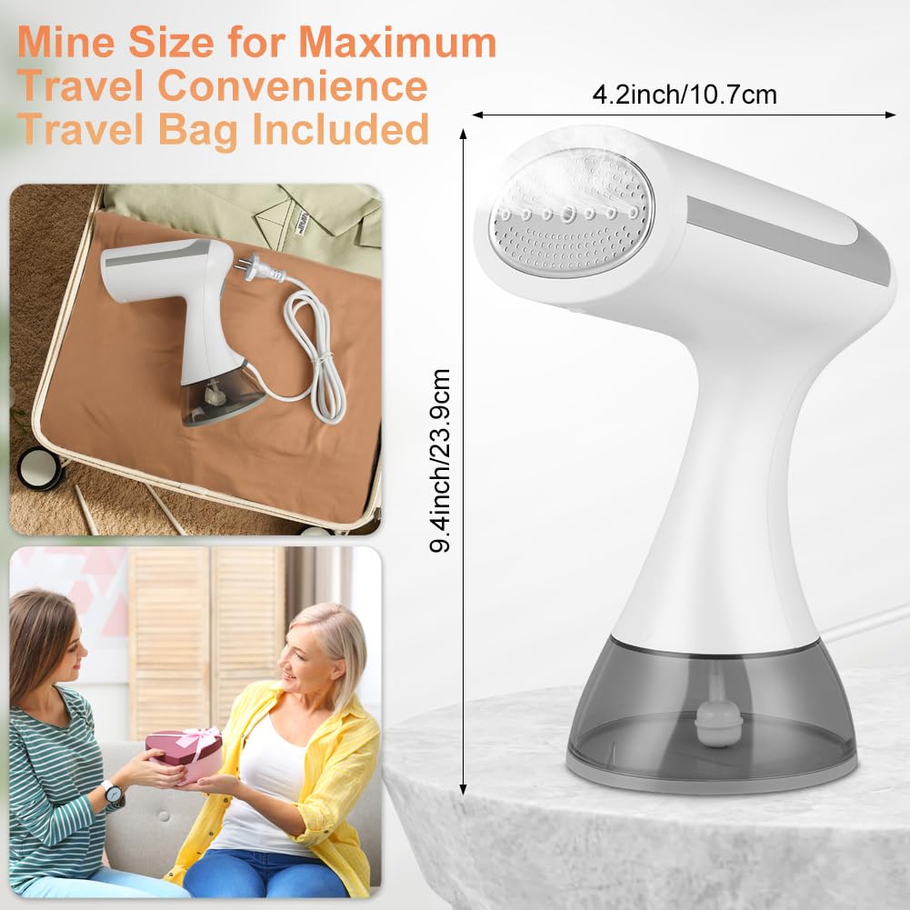 HOTUT Tragbarer Dampfglätter,1500W Dampfbürste,Steamer Dampfglätter mit 300 ml Wassertank,Hand-Dampfbügeleisen inkl Bügelhandschu,Flaumkerze,Dampfsteamer für Zuhause, Reisen, Zuhause und Büro,Weiß