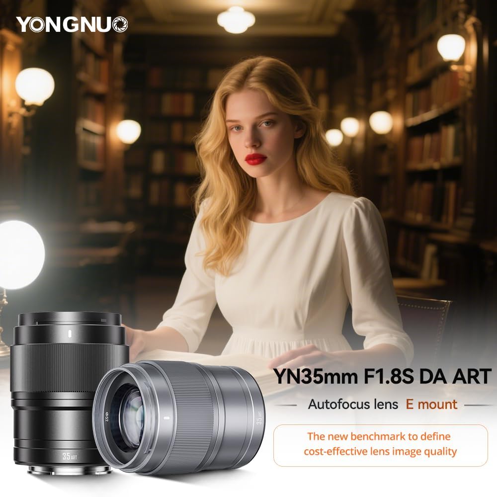 YONGNUO 35mm F1.8, DA Art APS-C Frame Lens for Sony E Mount, STM Auto Focus Prime Lens, 35mm f/1.8 Lens for Sony ZV-E1, A1, A7RV, A7RIV, A7RIII, A7RII, A7R, A7IV, A7III, A7SIII, A7II