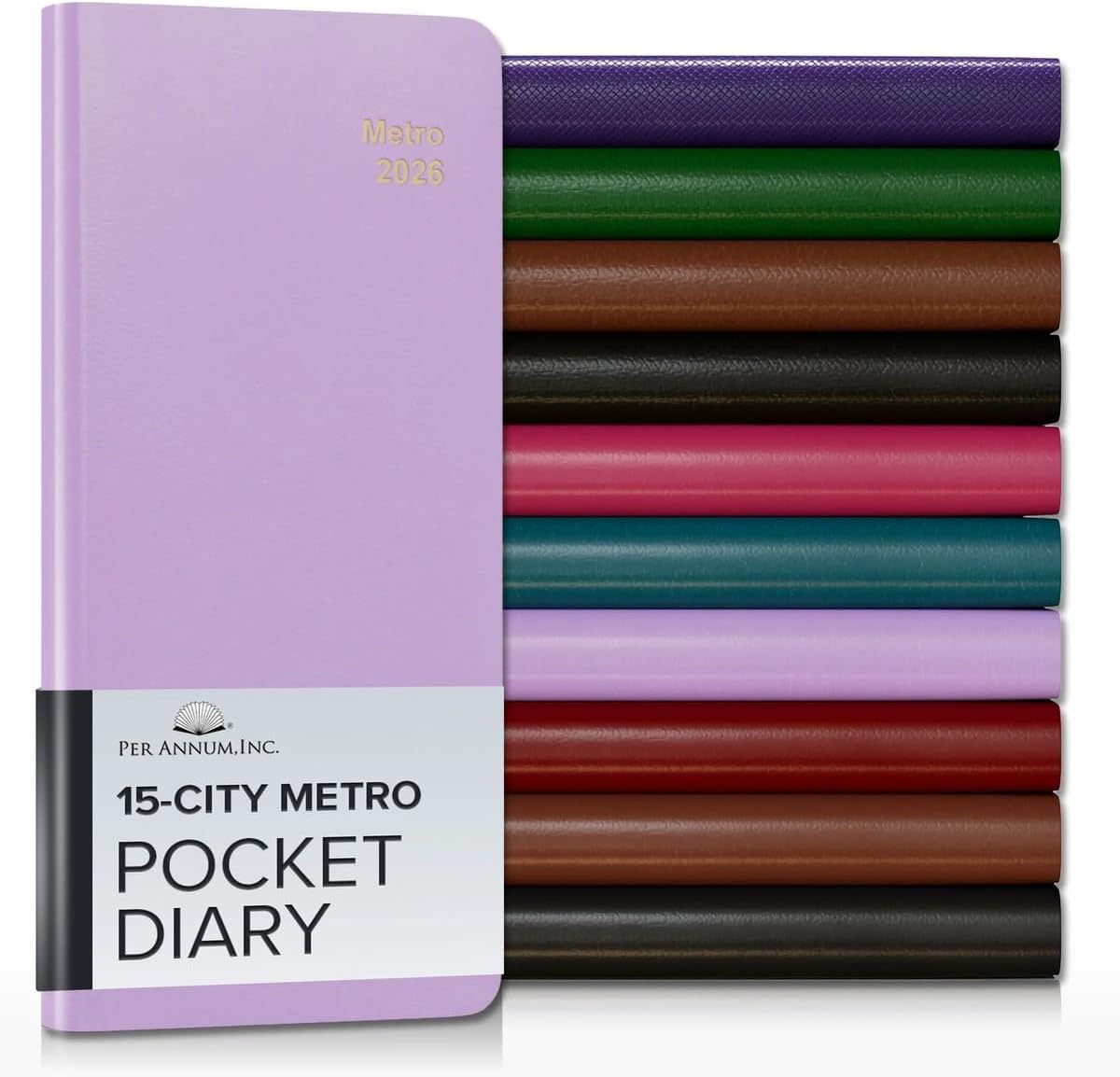 Per Annum Metro City Diary Planner 2026 - Hudson Lavender - 7x3.25"