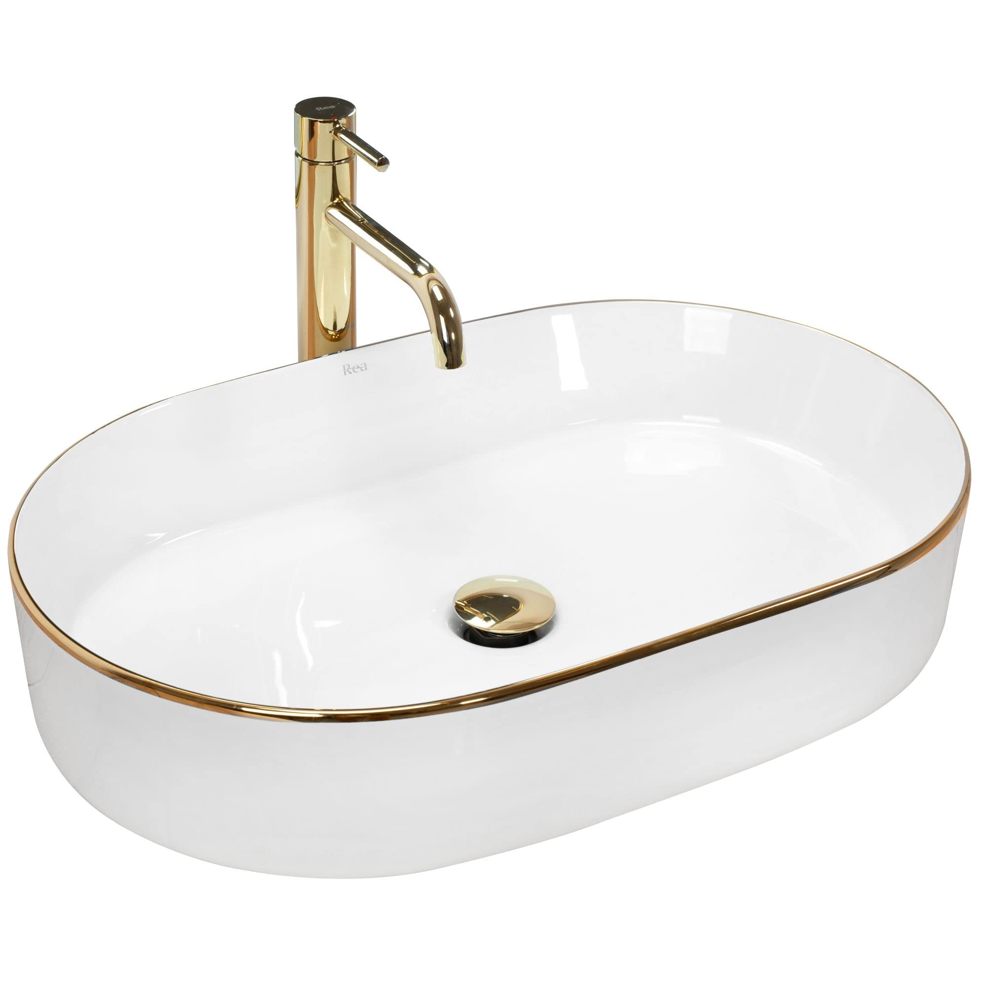 Countertop Washbasin Rea Nadia 60 White GoldCeramic from B&Q