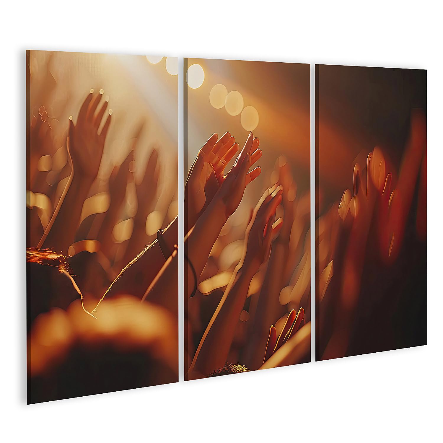 islandburner Prime Bild auf Leinwand Silhouetten erhobener Hände, Leuchtend im Scheinwerferlicht eines Konzerts Musikzimmer Live-Musik-Veranstalter Bilder Wandbilder Poster
