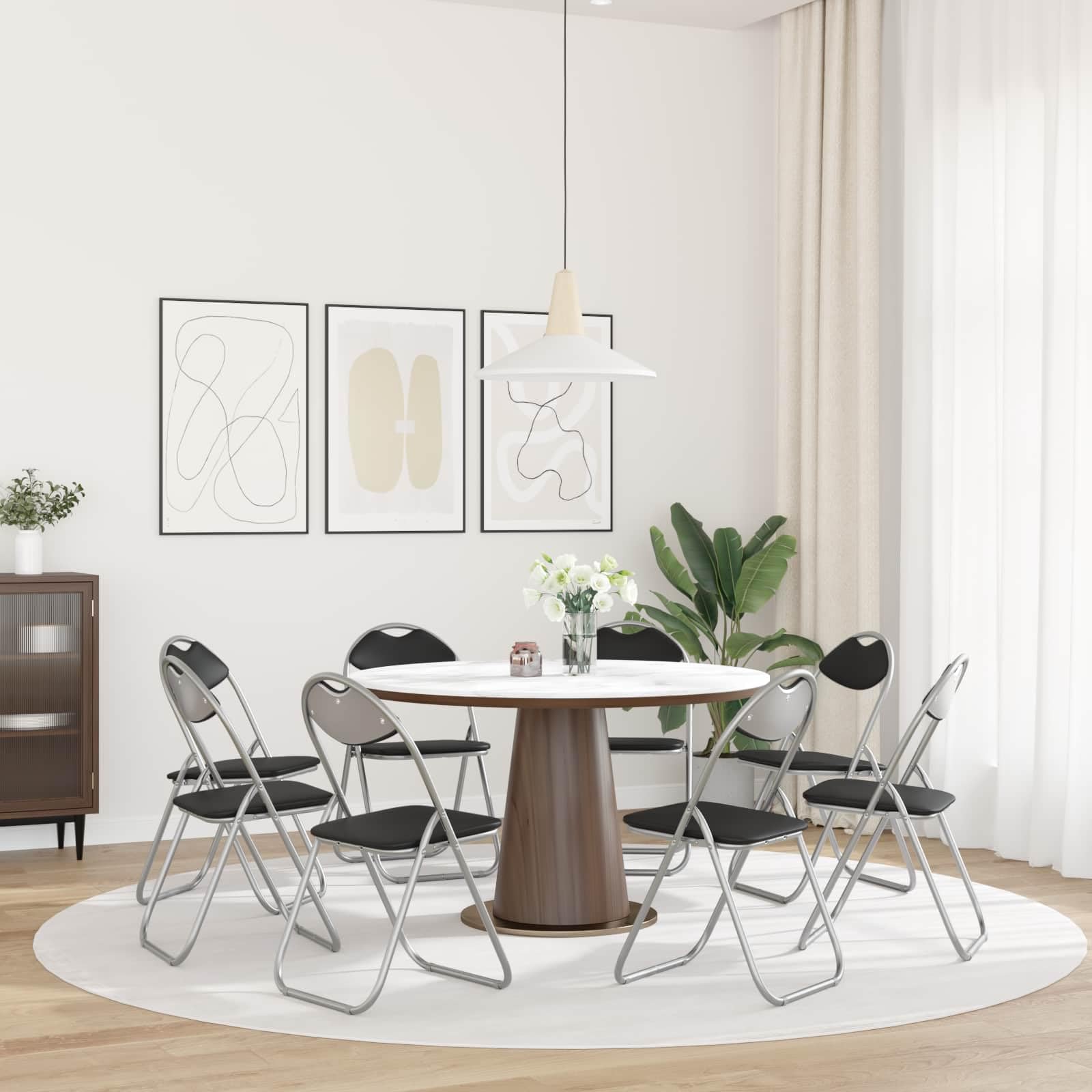 Juego de 8 sillas plegables, tapizadas, para comedor | Sillas plegables de cocina y comedor que ahorran espacio, con cómodo acolchado y estructura de acero resistente.