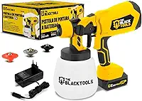 Pistola de Pintura a Bateria 21V The Black Tools TPP21A – 500W, Reservatório 1000ml, 4 Bicos, Controle de Fluxo, Bivolt