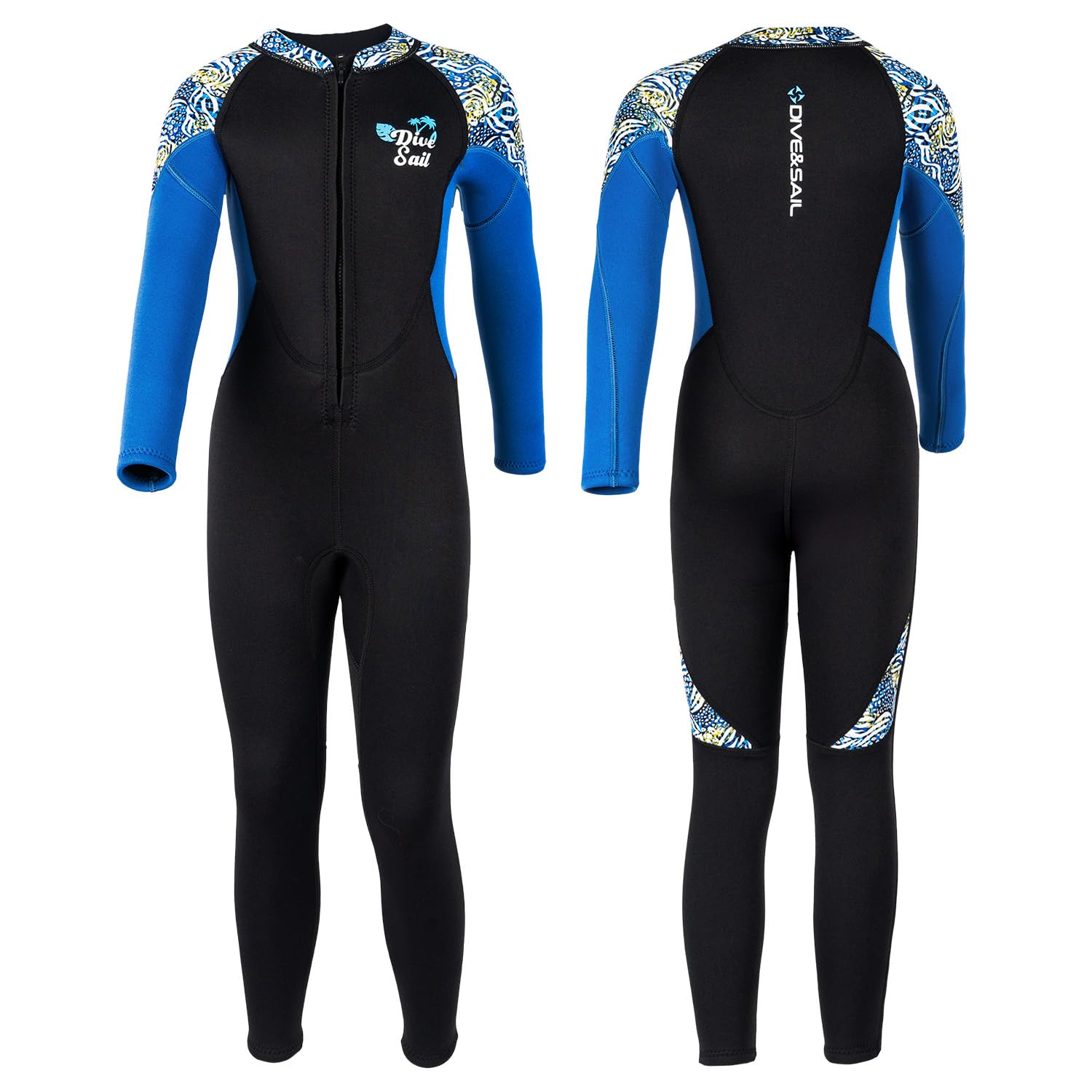 Combinaison en néoprène pour enfants - Combinaison humide pour garçons et filles - 2,5 mm - Fermeture éclair à l'avant - Combinaison de plongée chaude - Natation - Sports nautiques - Surf - Snorkeling