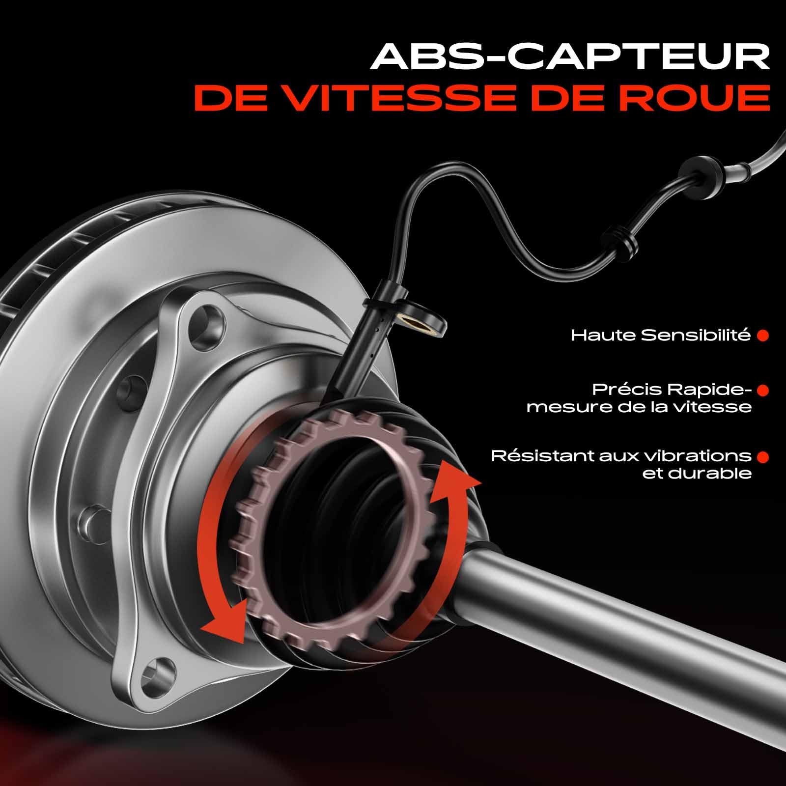 Frankberg 2 capteurs de vitesse de roue ABS arrière 96526967 | Compatible avec: 307 3A/C, C4 I LC, Berline C4, 307 Pause 3E, 307 CC 3B, 307 SW 3H, C4 Coupé LA
