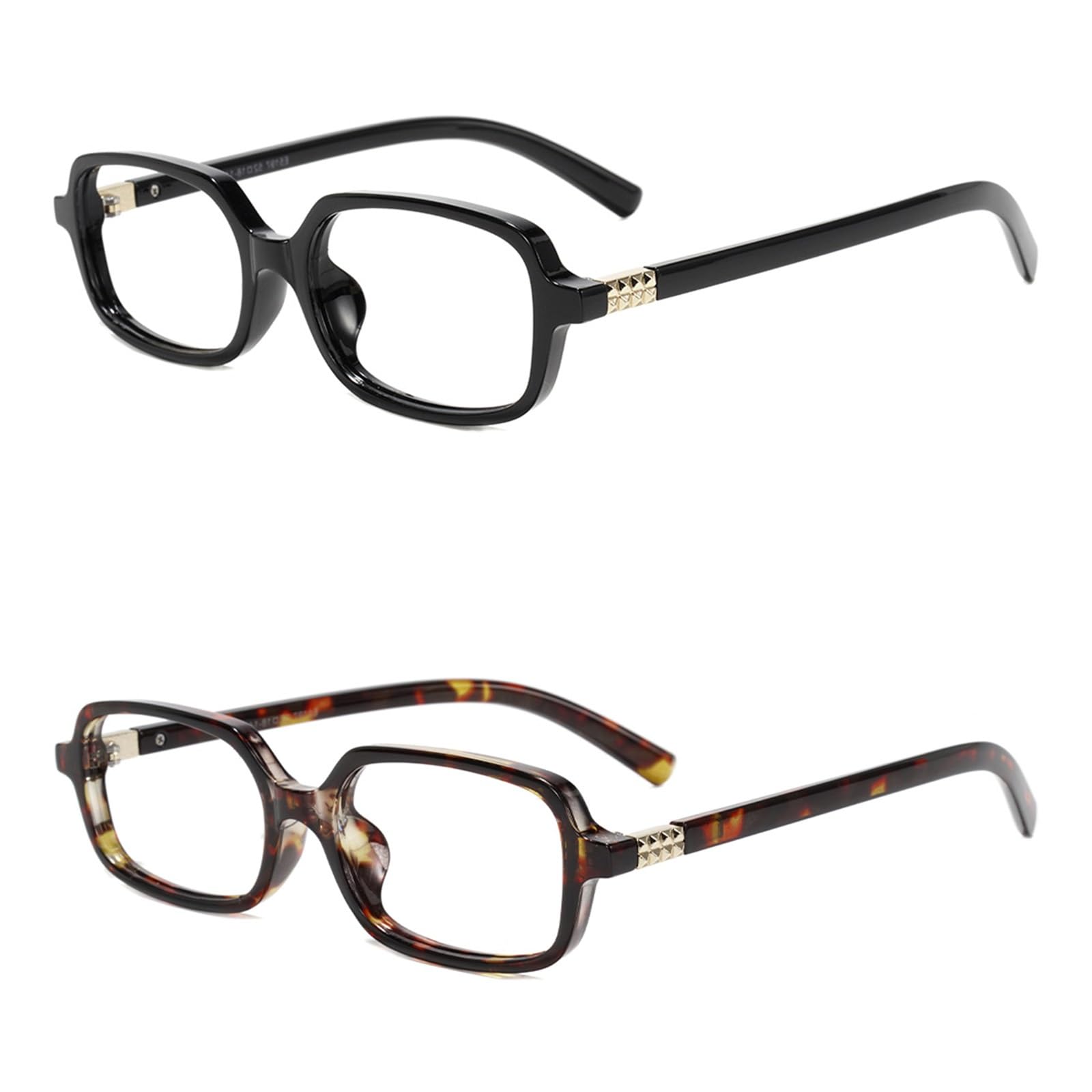 Slocyclub 2 pack Square Blue Light Blocking Glasses for Women Men Vintage Rectangular Frame Eyeglasses Retro Small Square Glasses, Black and Whiskey Tortoise