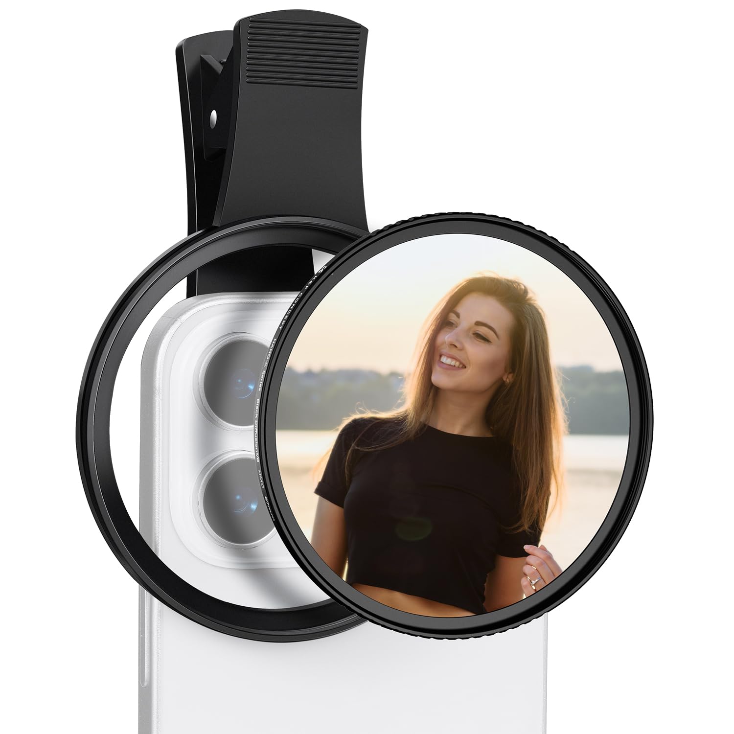 K&F CONCEPT 67mm Clip-on Black Diffusion 1/8 Phone Camera Lens Filter Kit, Mist Cinematic Effect Filter Compatible with iPhone 16 15 14 13 12 11, for