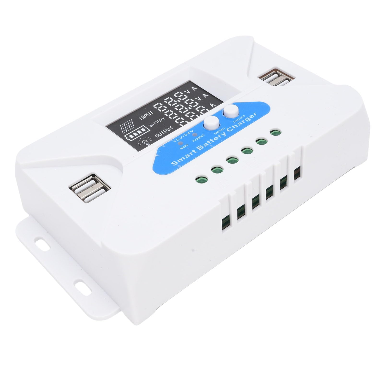 Luocute Kontroler ładowania Słonecznego 60A, Regulator MPPT 12V 24V z Wyświetlaczem LCD 4 Wyjścia USB, Kontrolery Energii Odnawialnej dla Baterii Litowo-fosowej Domowe Latarnie
