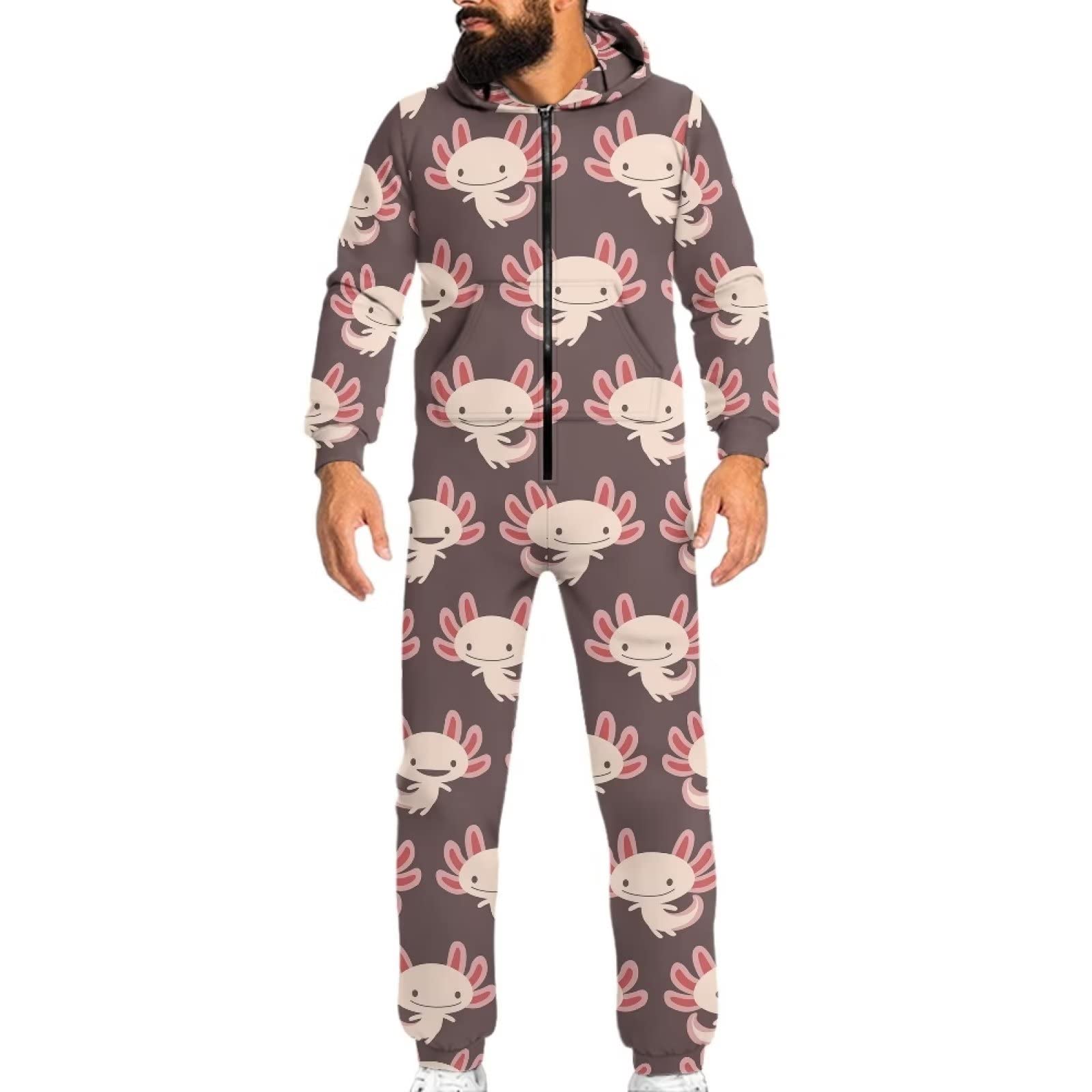 Set pigiama unisex per donna uomo manica lunga con cappuccio tuta con tasche zip up Activewear