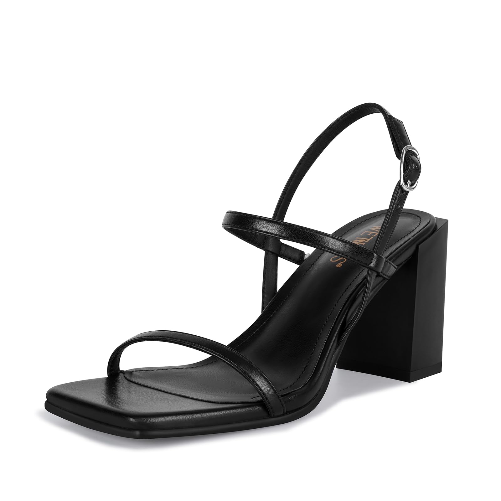 wetkissChunky Heels for Women, withe Square Toe, Ankle Strap and Chunky Heel Design, Comfortable and Sassy