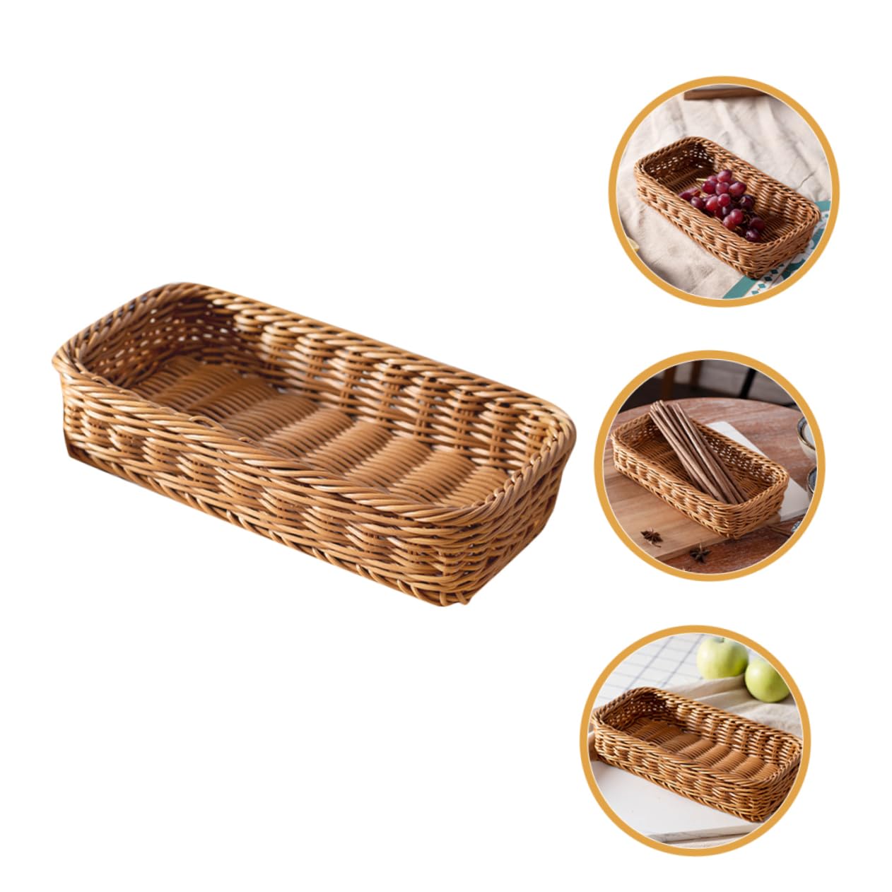 MAGICLULU 5 Piezas Cesta De Almacenamiento De Cubiertos Canasta De Frutas Cesta De Pan Contenedor De Pan De Mimbre Falso Soporte De Ratán Falso Cesta De Artículos Diversos El Plastico