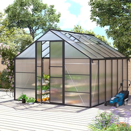 10x12 FT Greenhouse for Outdoors, Polycarbonate...