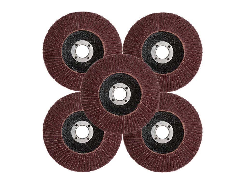 5 Fächerschleifscheiben 115 Mm K 80 – Konvex T29, Für Winkelschleifer, Wellenaufnahme 22,23 Mm, 13.280 U/min